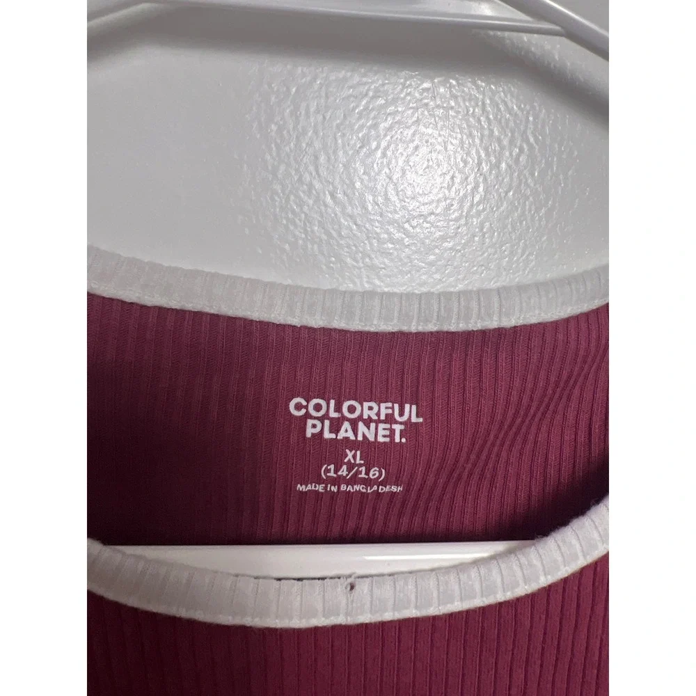 Colorful Planet Kids XL 14/16 Flare‎ Leggings and Ribbed Tee Set Maroon Dance